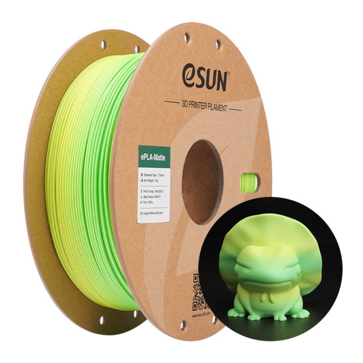 Філамент (пластик) для 3D-принтера eSUN PLA-Matte Rainbow 1.75мм, 1кг - Жовто-зелений