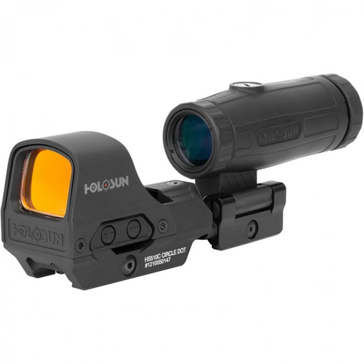 Коліматорний приціл Holosun Open Reflex HS510C 2 MOA + збільшувач Holosun HM3X 3x